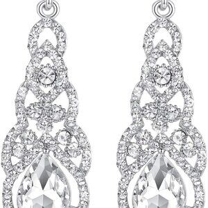 Women's Teardrop Crystal Chandelier Earrings - Lightweight Hypoallergenic Design